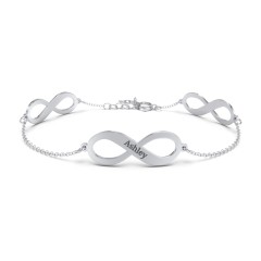 Engravable 3 Infinity Bracelet – Sterling Silver