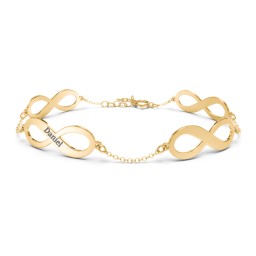 Engravable 4 Infinity Bracelet in 10K Solid Yellow Gold