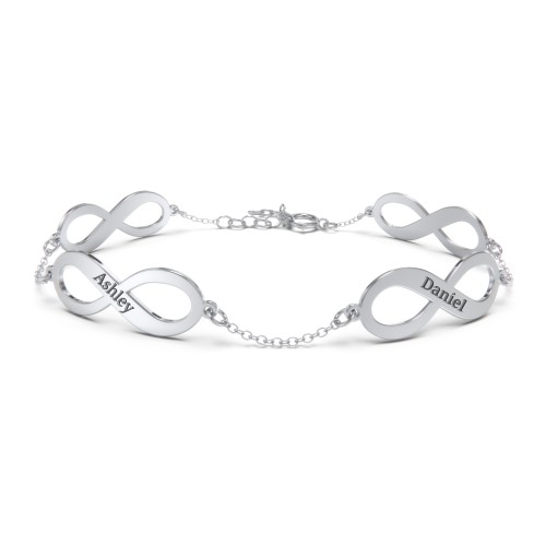 Engravable 4 Infinity Bracelet – Sterling Silver
