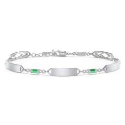 Engravable Family Bracelet with Baguette Birthstones (1-5 Stones)