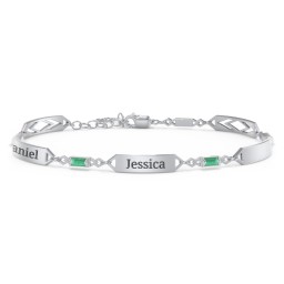 Engravable Family Bracelet with Baguette Birthstones (1-5 Stones)