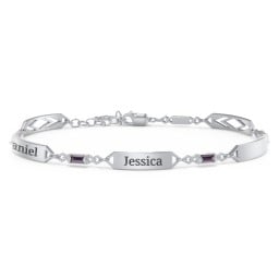 Engravable Family Bracelet with Baguette Birthstones (1-5 Stones)