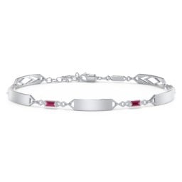 Engravable Family Bracelet with Baguette Birthstones (1-5 Stones)