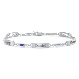 Engravable Family Bracelet with Baguette Birthstones (1-5 Stones)