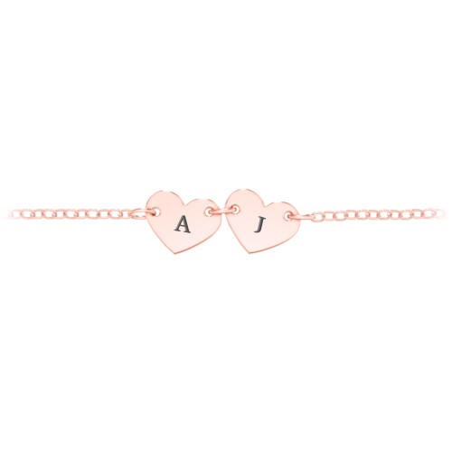 Engravable 2 Hearts Bracelet – 10K Rose Gold