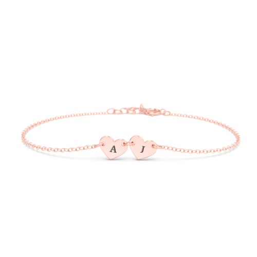 Engravable 2 Hearts Bracelet – 10K Rose Gold