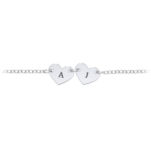 Engravable 2 Hearts Bracelet – Sterling Silver