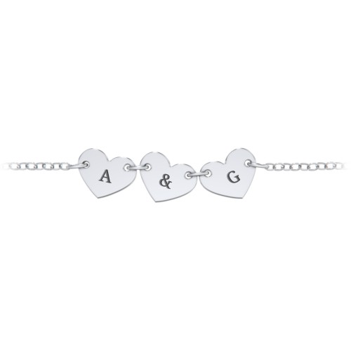 Engravable 3 Hearts Bracelet – Sterling Silver
