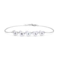 Engravable 5 Hearts Bracelet – 18K Gold Plated Silver