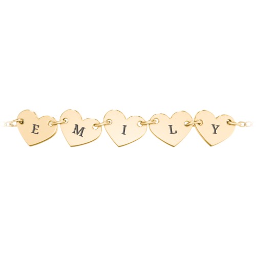 Engravable 5 Hearts Bracelet – 18K Gold Plated Silver