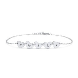 Engravable 5 Hearts Bracelet in 925 Sterling Silver
