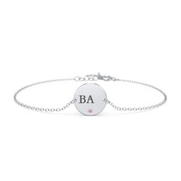 Engravable Disc Sorority Bracelet with Accent Stone