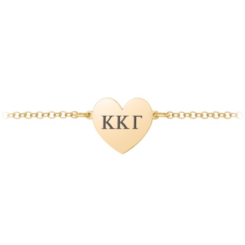 Engravable Heart Sorority Bracelet – 18K Gold Plated Silver