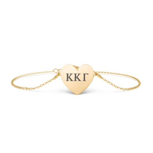 Engravable Heart Sorority Bracelet – 18K Gold Plated Silver