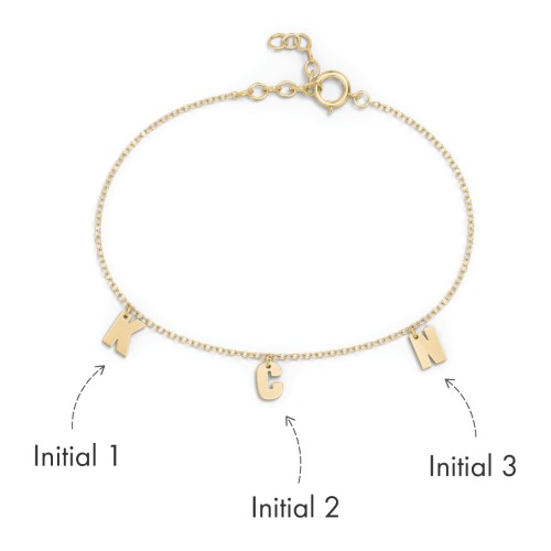 Initial Bracelet with 3 Letters - Modern – 18K Gold Plated Silver