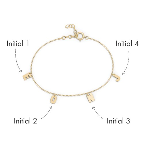 Initial Bracelet with 4 Letters - Modern – 18K Gold Plated Silver