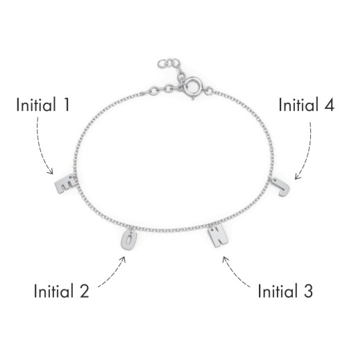 Initial Bracelet with 4 Letters - Modern – Sterling Silver