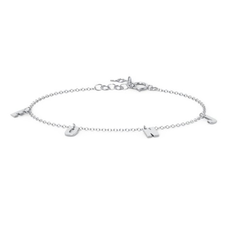 Initial Bracelet with 4 Letters - Modern – Sterling Silver