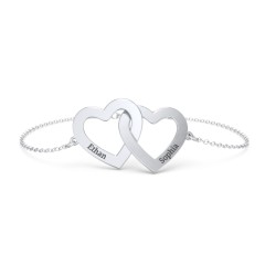Engravable Interlocking Hearts Bracelet – Sterling Silver