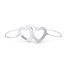 Engravable Interlocking Hearts Bracelet in 925 Sterling Silver
