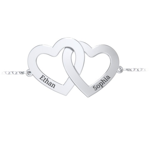 Engravable Interlocking Hearts Bracelet – Sterling Silver