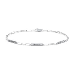 Mini Paper Clip Chain Bracelet with 1 - 4 Engravable Bars