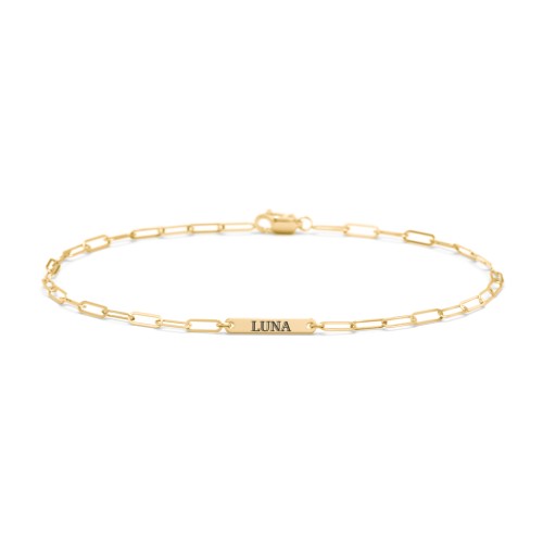 Mini Paper Clip Chain Bracelet with 1 - 4 Engravable Bars – 18K Gold Plated Silver