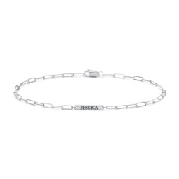 Mini Paper Clip Chain Bracelet with 1 - 4 Engravable Bars in 925 Sterling Silver