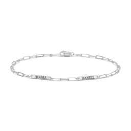 Mini Paper Clip Chain Bracelet with 1 - 4 Engravable Bars in 925 Sterling Silver