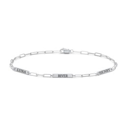 Mini Paper Clip Chain Bracelet with 1 - 4 Engravable Bars in 925 Sterling Silver