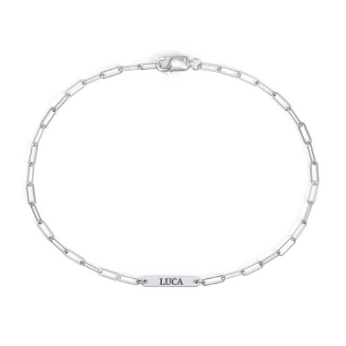 Mini Paper Clip Chain Bracelet with 1 - 4 Engravable Bars – Sterling Silver