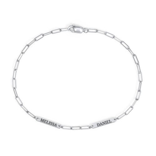 Mini Paper Clip Chain Bracelet with 1 - 4 Engravable Bars – Sterling Silver