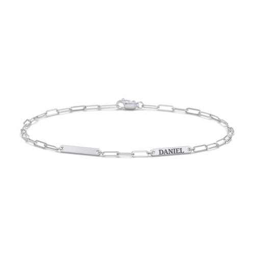 Mini Paper Clip Chain Bracelet with 1 - 4 Engravable Bars – Sterling Silver