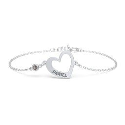 Engravable Open Heart Bracelet with Birthstone