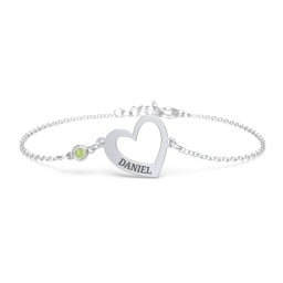 Engravable Open Heart Bracelet with Birthstone