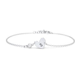 Initial Heart Bracelet with Birthstone