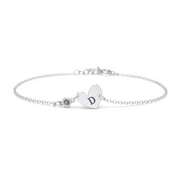 Initial Heart Bracelet with Birthstone