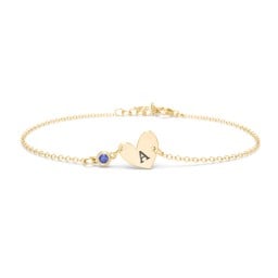 Initial Heart Bracelet with Birthstone