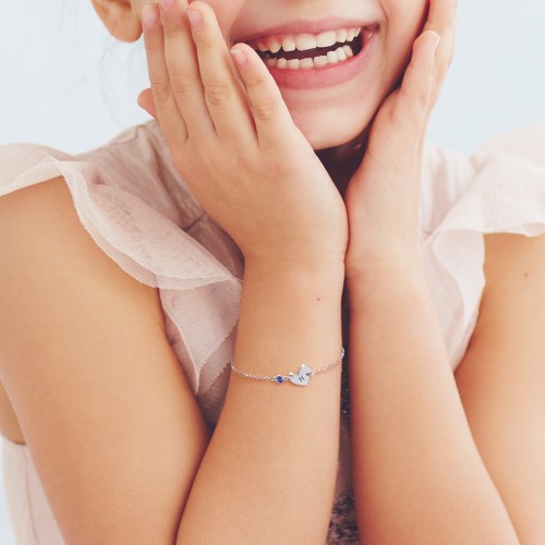Initial Heart Bracelet with Birthstone – 10K Yellow Gold with Diamond