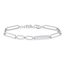 Engravable Long Link Infinity Family Bracelet with 1-4 Birthstones