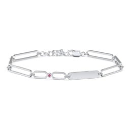 Engravable Long Link Infinity Family Bracelet with 1-4 Birthstones