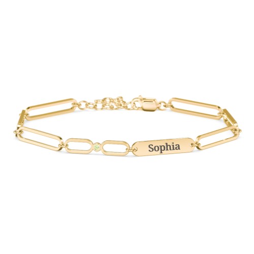 Engravable Long Link Infinity Family Bracelet with 1-4 Birthstones