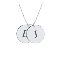 Engravable 2 Disc Pendant in 925 Sterling Silver with Ruby, Amethyst Premium Zirconia, Blue Sapphire, and Blue Topaz