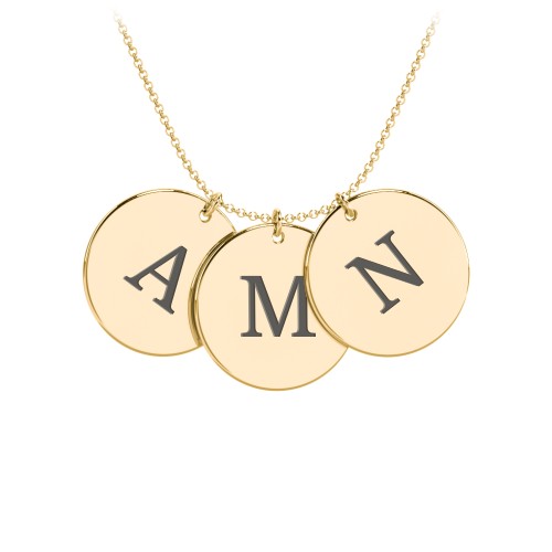 Engravable 3 Disc Pendant – 10K Yellow Gold