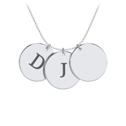 Engravable 3 Disc Pendant in 925 Sterling Silver with Ruby, Amethyst Premium Zirconia, Blue Sapphire, and Blue Topaz