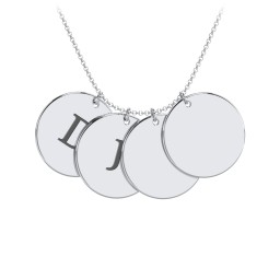Engravable 4 Disc Pendant in 925 Sterling Silver with Ruby, Amethyst Premium Zirconia, Blue Sapphire, and Blue Topaz