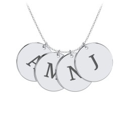 Engravable 4 Disc Pendant in 925 Sterling Silver with Ruby, Amethyst Premium Zirconia, Blue Sapphire, and Blue Topaz