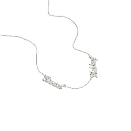 Dainty Personalized Two Name Necklace – 10K White Gold