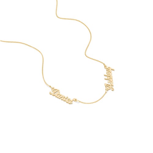 Dainty Personalized Two Name Necklace – 18K Gold Plated Silver