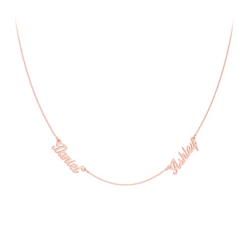 Dainty Personalized Two Name Necklace – 10K Rose Gold